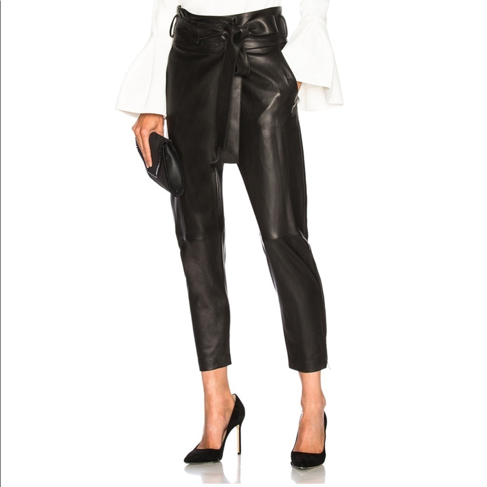 NWT | ALEXIS | BLACK LEATHER PANTS | size XS